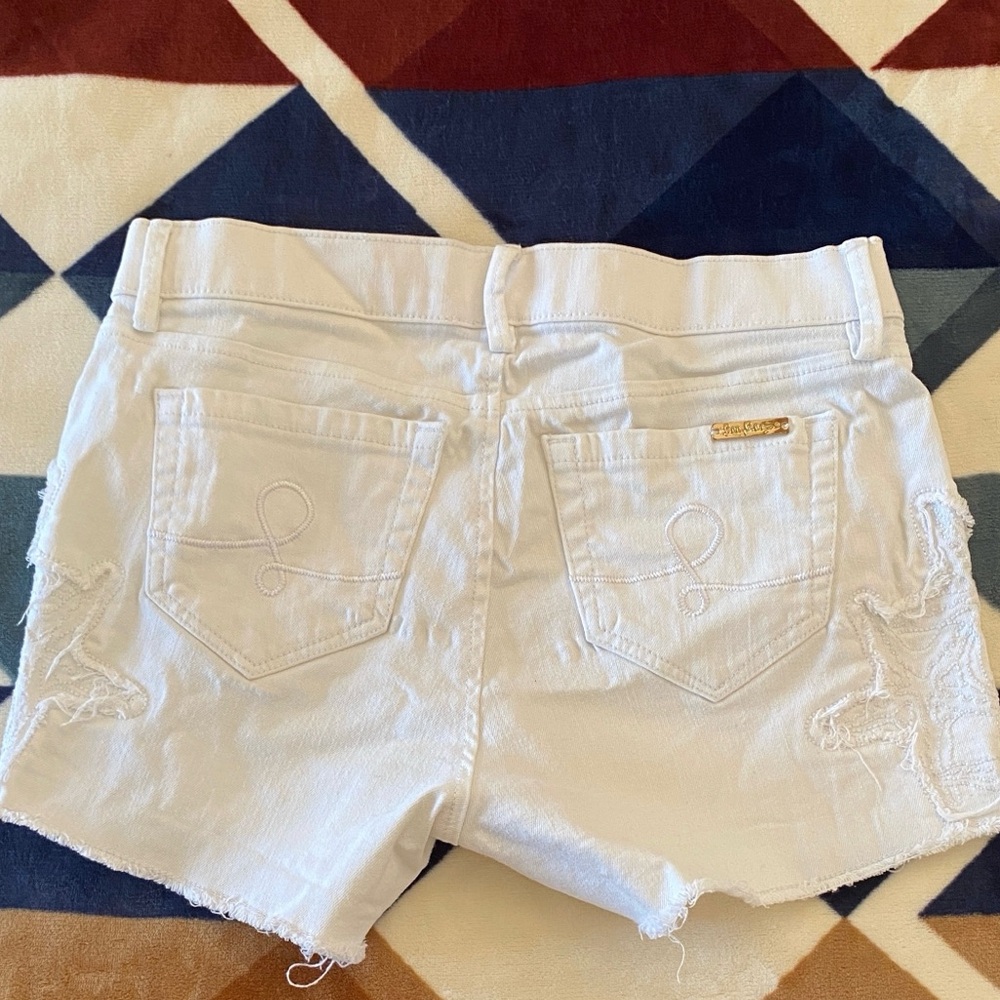 Lilly Pulitzerthe Izabela Deneim Short White Size 0 Raw Hem Embroidered